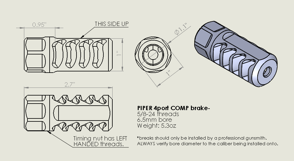 PIPER "COMP" Muzzle Brake 5/8-24